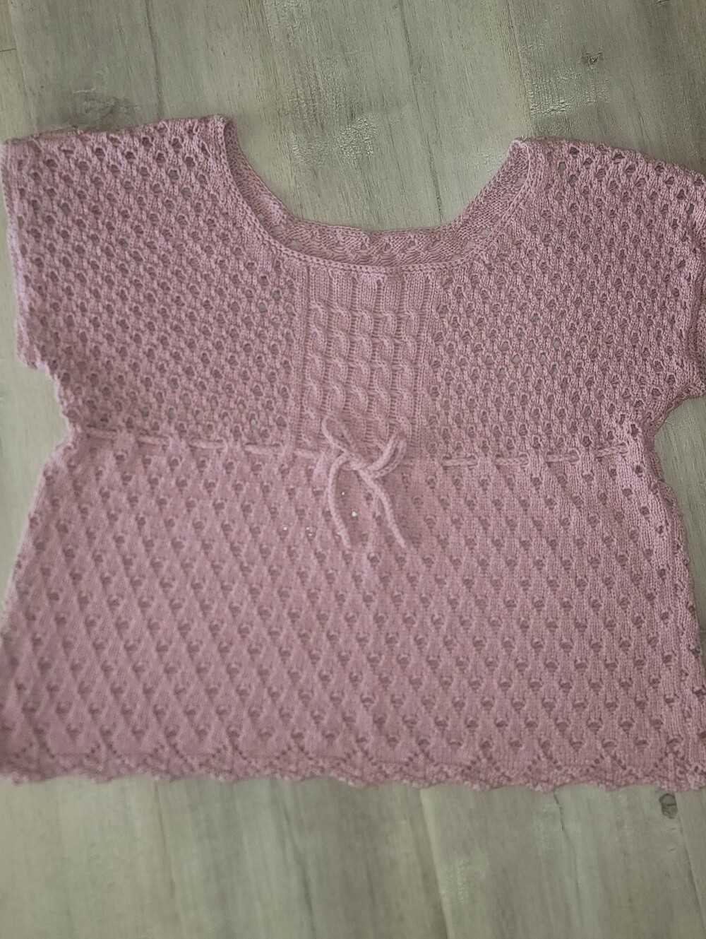 Pink Knit Top with Tie Detail